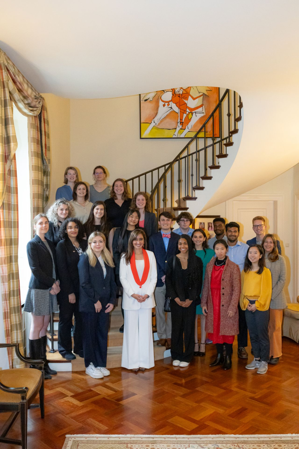 Us Fulbright graduate students with the US Ambassador Shefali Razdan Duggal at the Ambassador's Residence