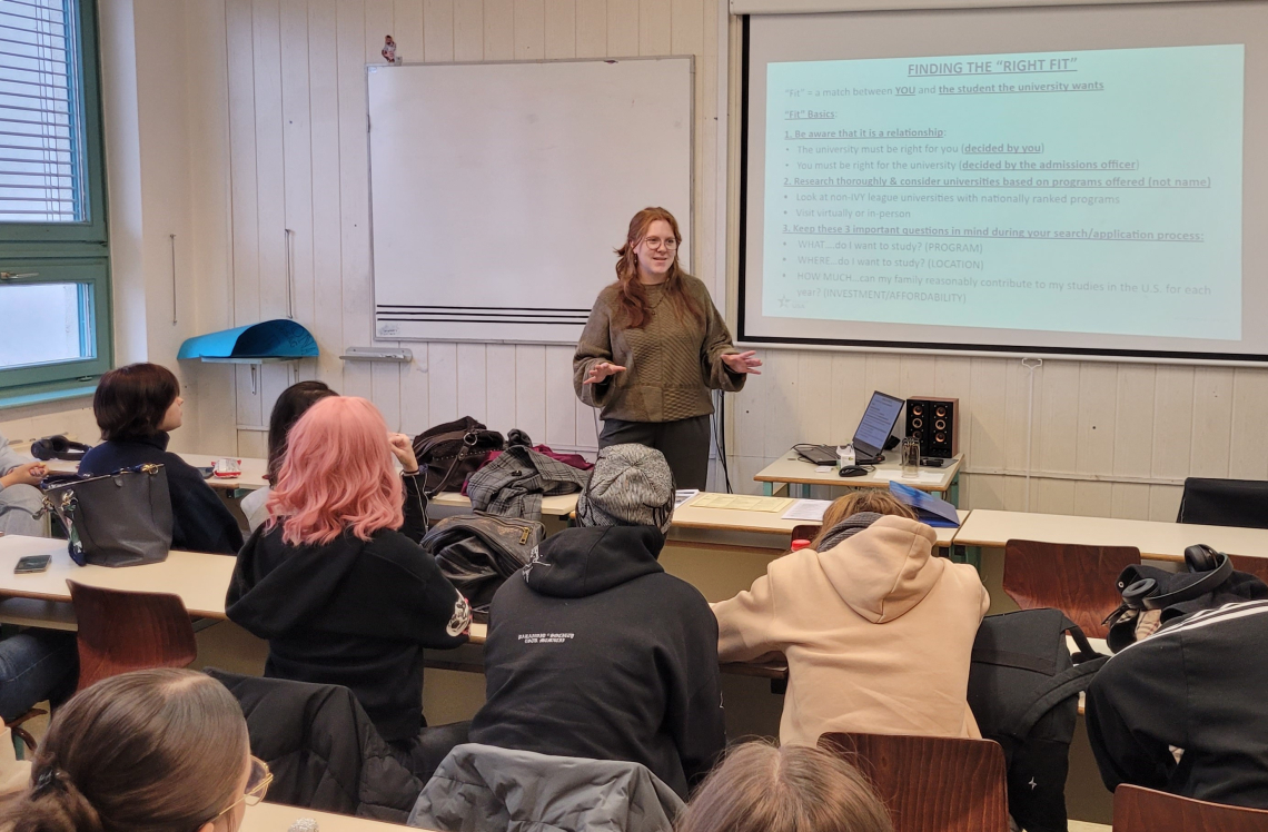 ETA presenting on the U.S. higher education system to high schoolers