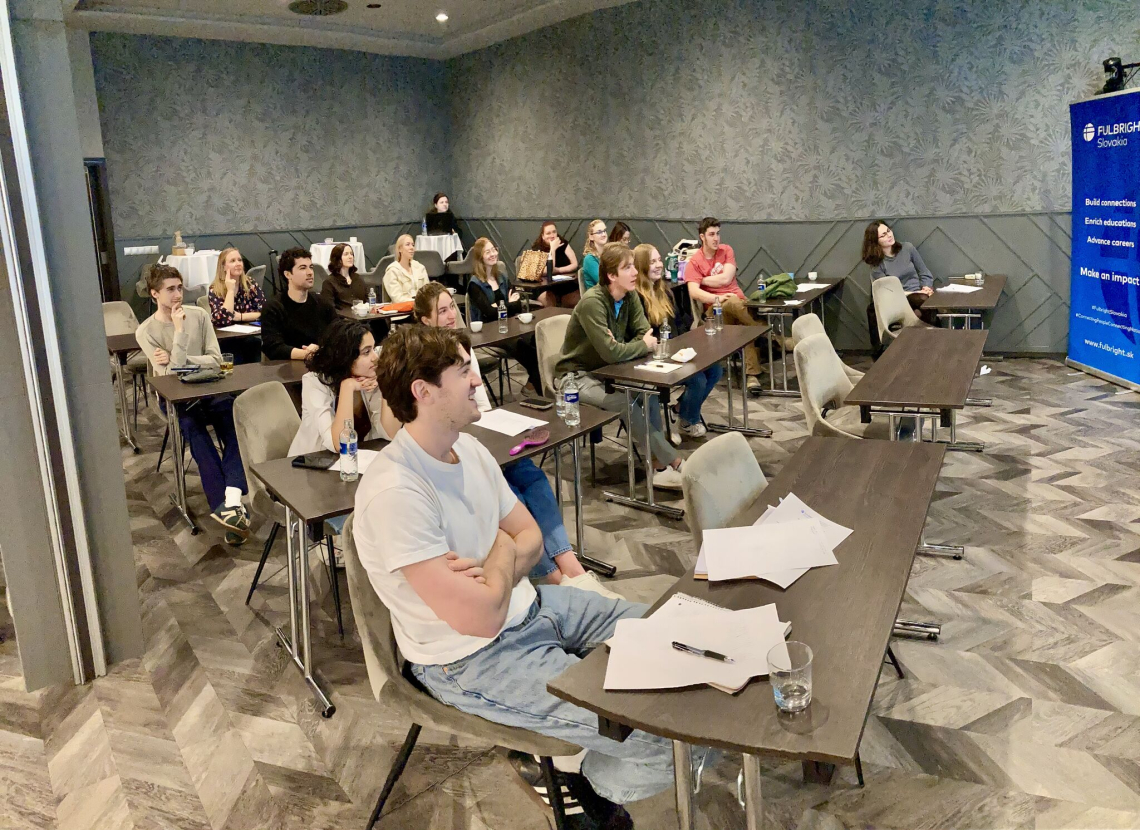 mid-year.jpg Fulbright grantees at the mid-year conference, viewed from the front of the room